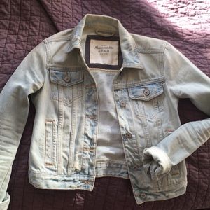 Abercrombie Light Wash Destroyed Denim Jacket